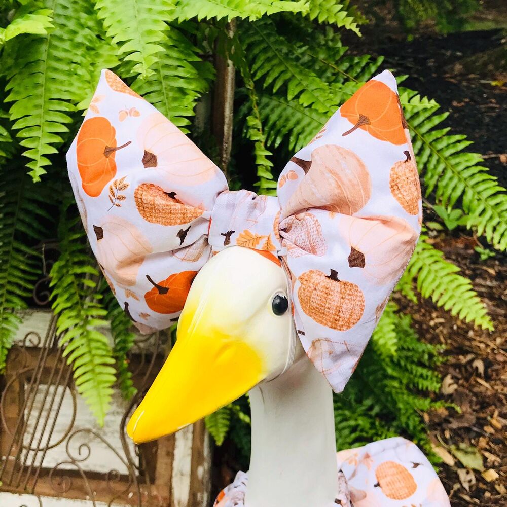 Porch Goose Giant Bow For 18-23" Goose Handmade Fall Orange Black Plaid